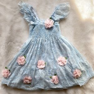 Kate Mack & Biscotti girls blue lace dress
